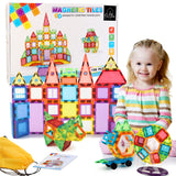 OutGoe's 106 Pcs Magnetic Tiles 🌈 - Educational Magnetic Building Blocks 🧱 - STEM Toy 🚀 - Building & Construction Toys for Toddlers 🚧 - Fun Learning of Concentration, Logical Thinking, Imagination & Cooperation 😃