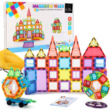 OutGoe's 106 Pcs Magnetic Tiles 🌈 - Educational Magnetic Building Blocks 🧱 - STEM Toy 🚀 - Building & Construction Toys for Toddlers 🚧 - Fun Learning of Concentration, Logical Thinking, Imagination & Cooperation 😃