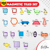 OutGoe's 106 Pcs Magnetic Tiles 🌈 - Educational Magnetic Building Blocks 🧱 - STEM Toy 🚀 - Building & Construction Toys for Toddlers 🚧 - Fun Learning of Concentration, Logical Thinking, Imagination & Cooperation 😃